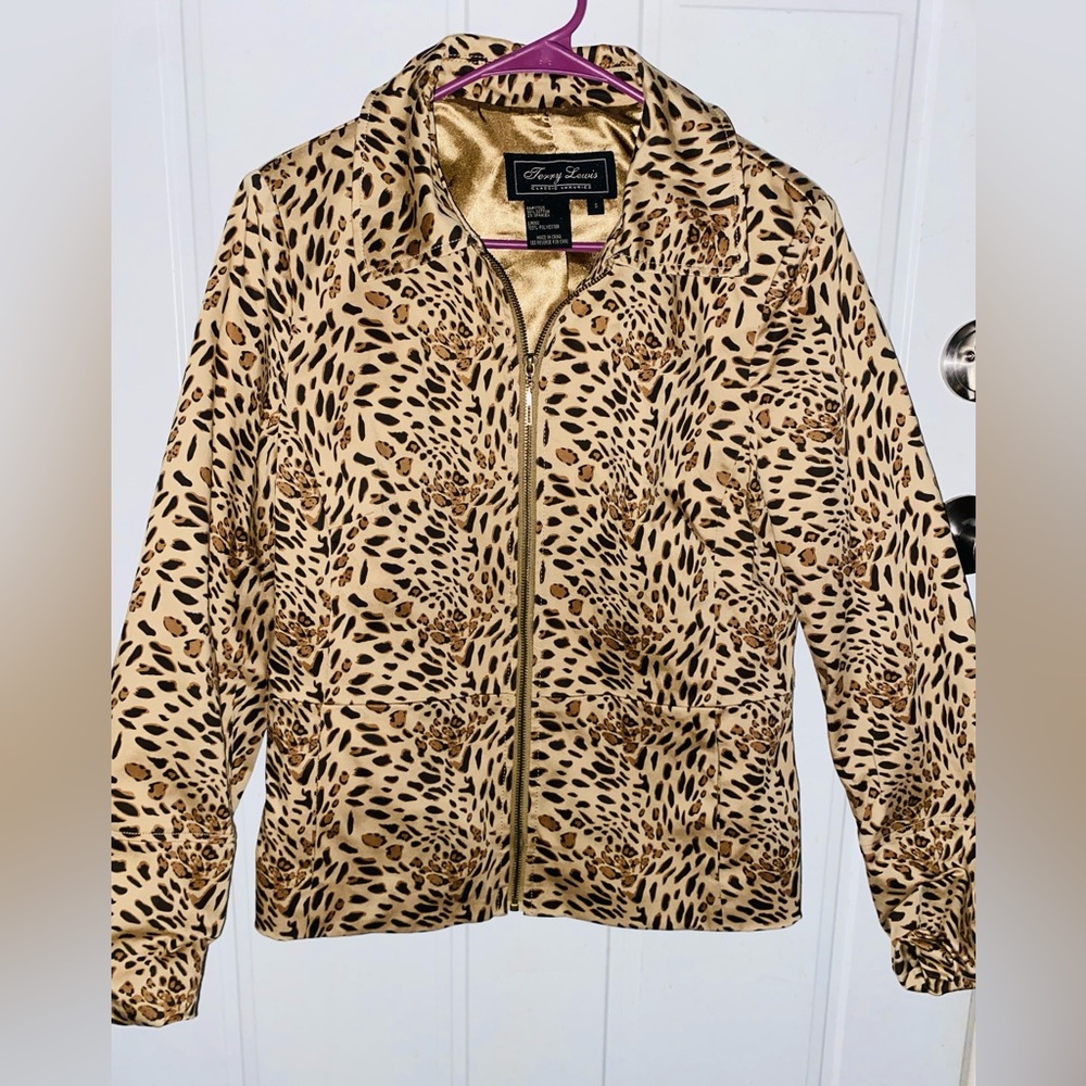 Terry Lewis Classic Luxuries Leopard Print Blazer Tan and Black